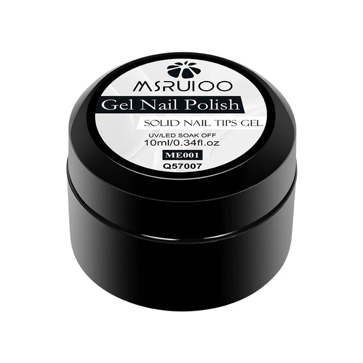 MSRUIOO 10ml Clear Solid Nail Tips Gel Long Lasting Strong Adhesion UV/LED Building Gel for Nails Home Salon Manicure DIY Design