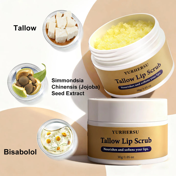 Grass Fed Natural Lip Scrub Beef Tallow Lip Mask, with Manuka Honey – Christmas Stocking Stuffers, Hydrating Moisture