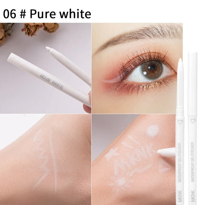 Waterproof Eyeliner Pen White Black Brown Long Lasting Quick-drying Pencil Not Blooming Liquid Eyeliner Gel Eyes Makeup Cosmetic