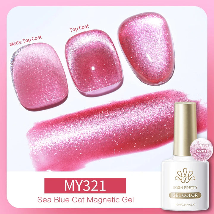 BORN PRETTY 10ml Black Glass Cat Magnetic Gel Nail Polish Punk Style Nail Art Manicure Varnis Semi Permanent Gel for Winter Nail