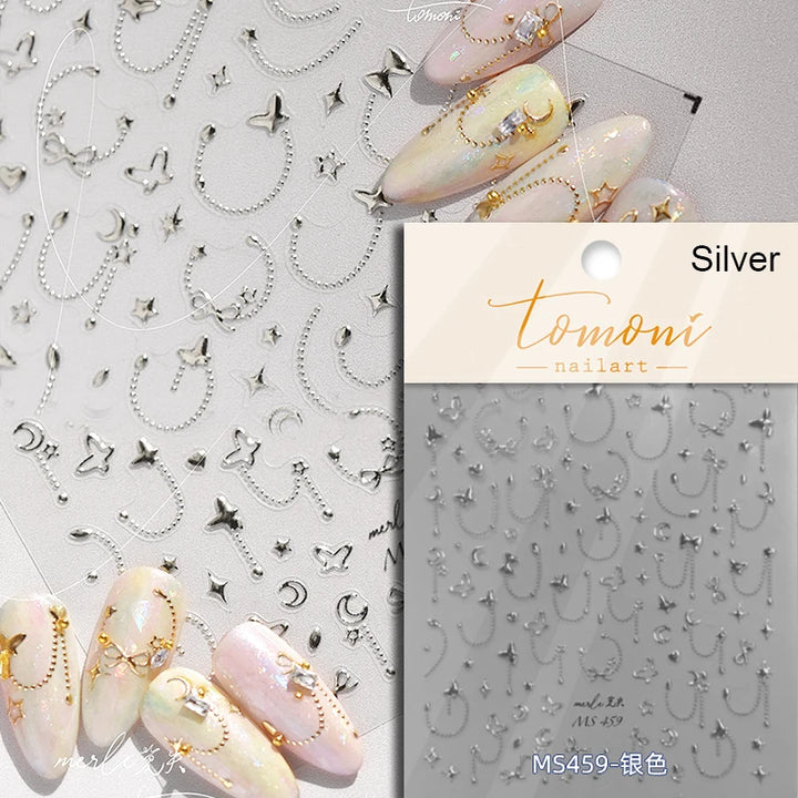 1pcs White 5D Pearl Lace Wave Lines Nail Art Stickers Elegant Exquisite Nail Decoration Decals DIY Self Adhesive Transfer Slider