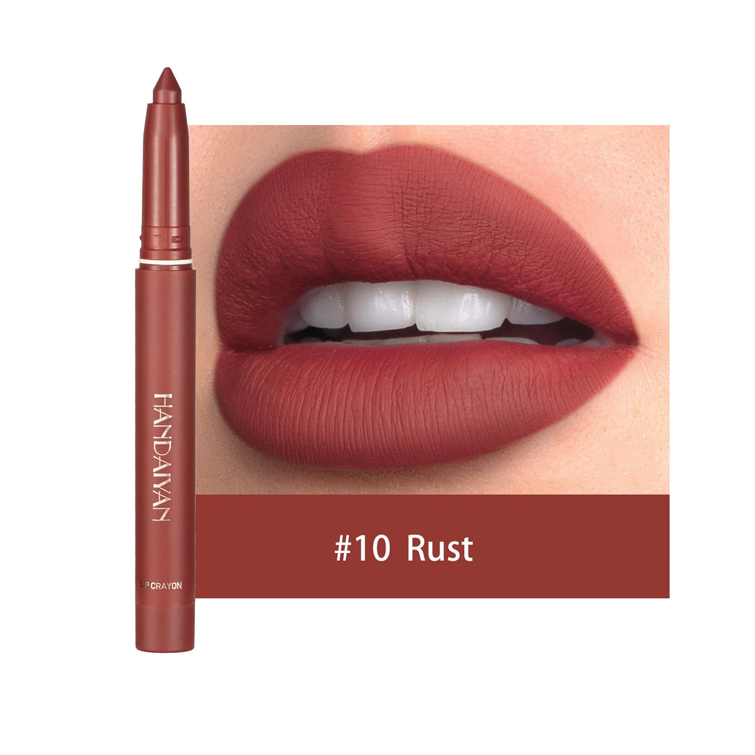 Handaiyan 12 Colors Lip Liner Matte Waterproof Velvet Nude Lipstick Pencil Sexy Red Brown Pigments Makeup Long Lasting