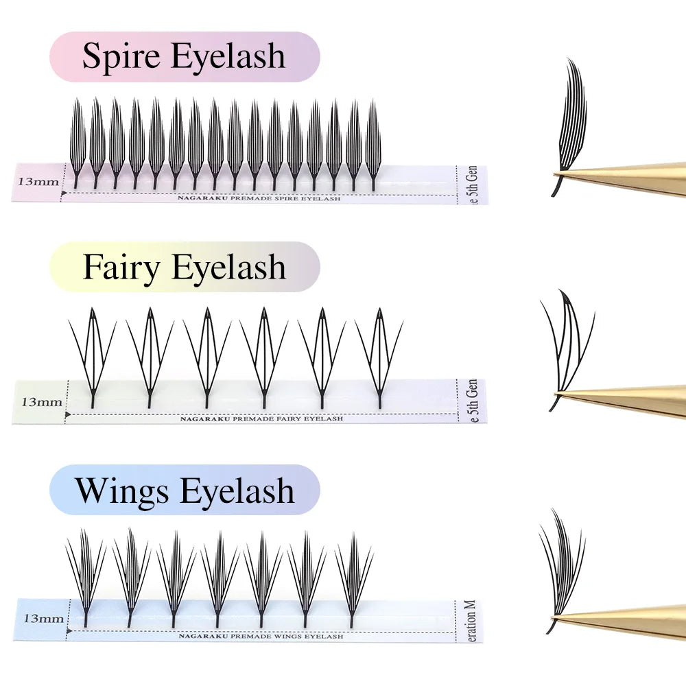 NAGARAKU Premade Spire Eyelash Manga Wing Eyelashes Anime Light Plume Fluttering Eyelash Extensions Comic Spike Wet Set Lashes