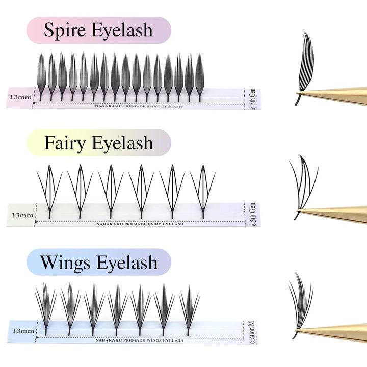 NAGARAKU Premade Spire Eyelash Manga Wing Eyelashes Anime Light Plume Fluttering Eyelash Extensions Comic Spike Wet Set Lashes