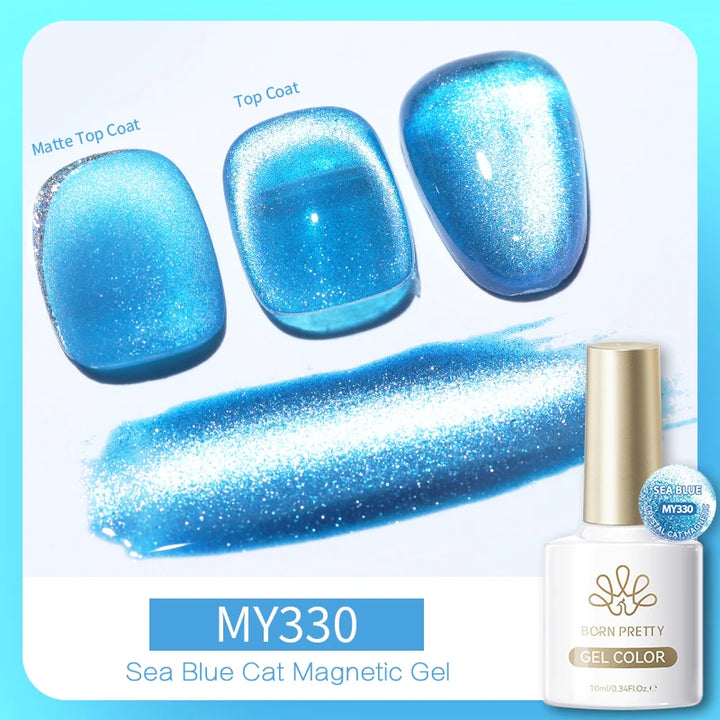 BORN PRETTY 10ml Black Glass Cat Magnetic Gel Nail Polish Punk Style Nail Art Manicure Varnis Semi Permanent Gel for Winter Nail