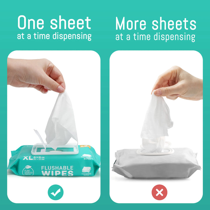 6 Packs x 48 Ct, 288 Wipes Flushable Wet Wipes For Home Outdoor Use, Thickened Butt Wipes,