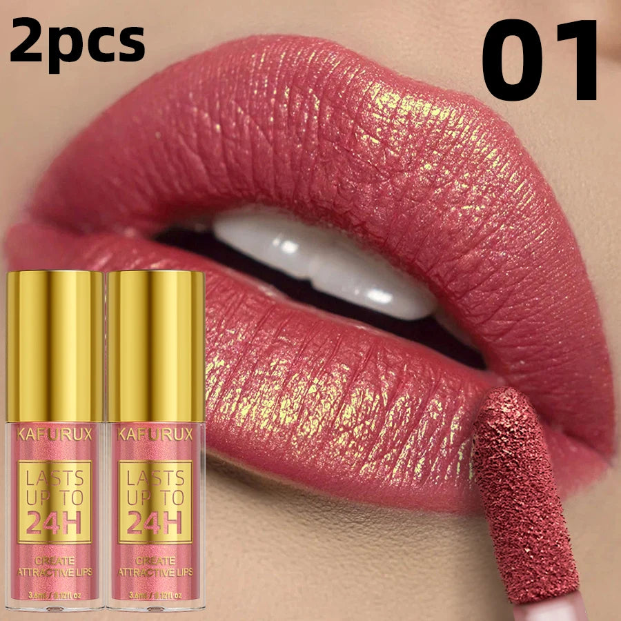 14 Colors Glitter Metallic Lip Glaze Shiny Long Lasting Lip Gloss Waterproof Liquid Lipstick Makeup Lip Oil Lip Tint Gifts for W