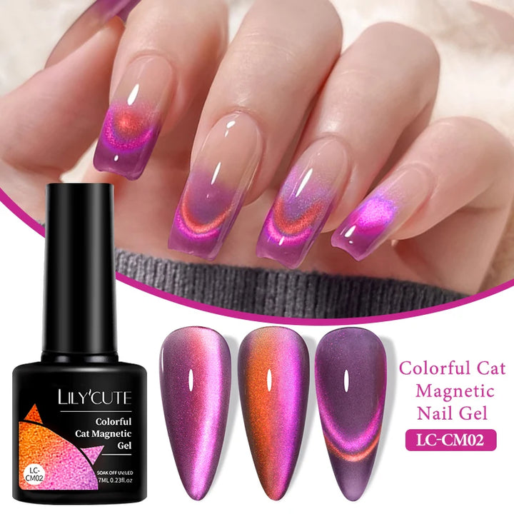 LILYCUTE 7ML Auroras Thermal Gel Nail Polish Nude Dark Purple Glitter Gradient Temperature Color Changing Nail Art Gel Varnishes