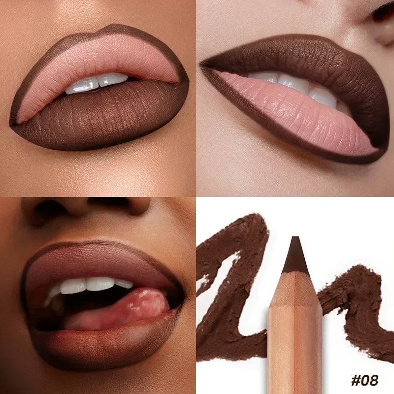 Matte 8-colors Lip Liner Pencil Lip Contour Lipstick Pen Nude Brown Lipstick Pencil Natural Lasting Waterproof Lipliner Makeup