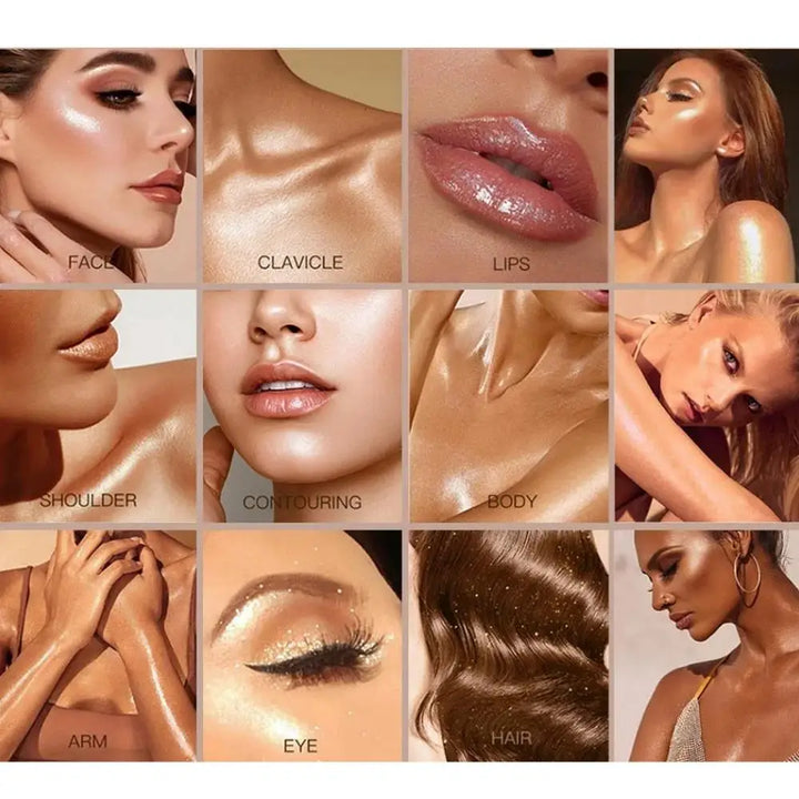 Waterproof Highlighter Makeup Palette Shimmer Contouring Powder Non Sticky Face Cosmetics Brightening Skin