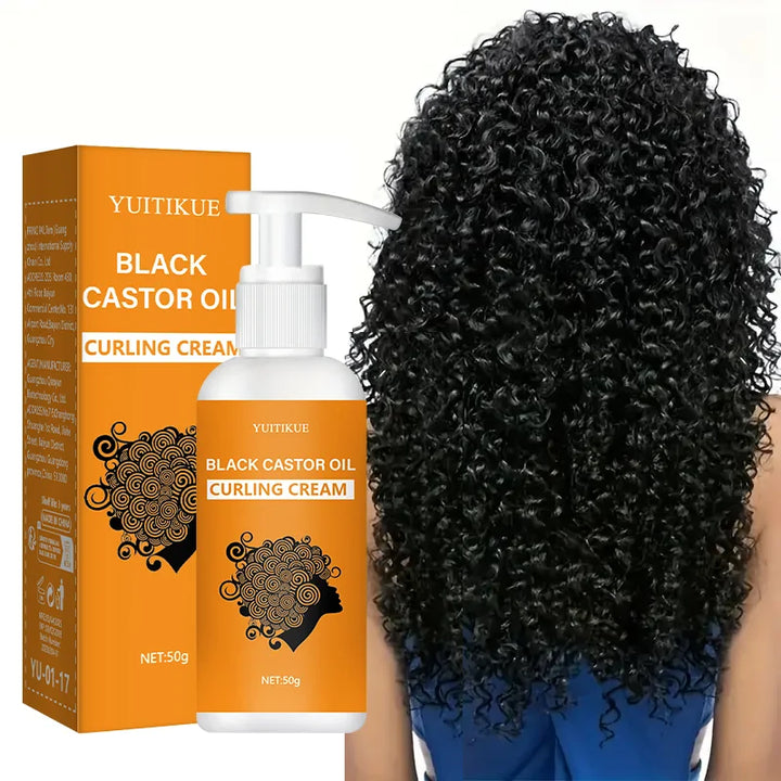 Black castor oil curling cream makes hair naturally fluffy and long-lasting, suitable for wavy and curly hair, protecting hair
