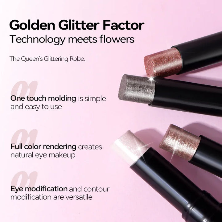 4-piece Water-glow Eyeshadow Stick Set, with Shimmering and Fine Glitter Effect, and Does Not Easily Smudge The Makeup.