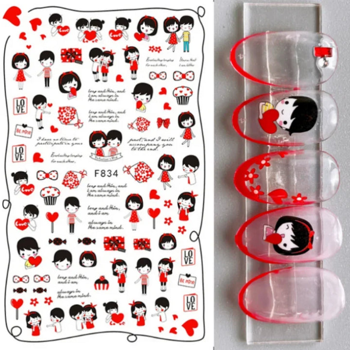 1PCS Laser Love Letter Nail Sticker Nail Art Decoration Flower Star supplies Decals Press On Nails Stickers Parts