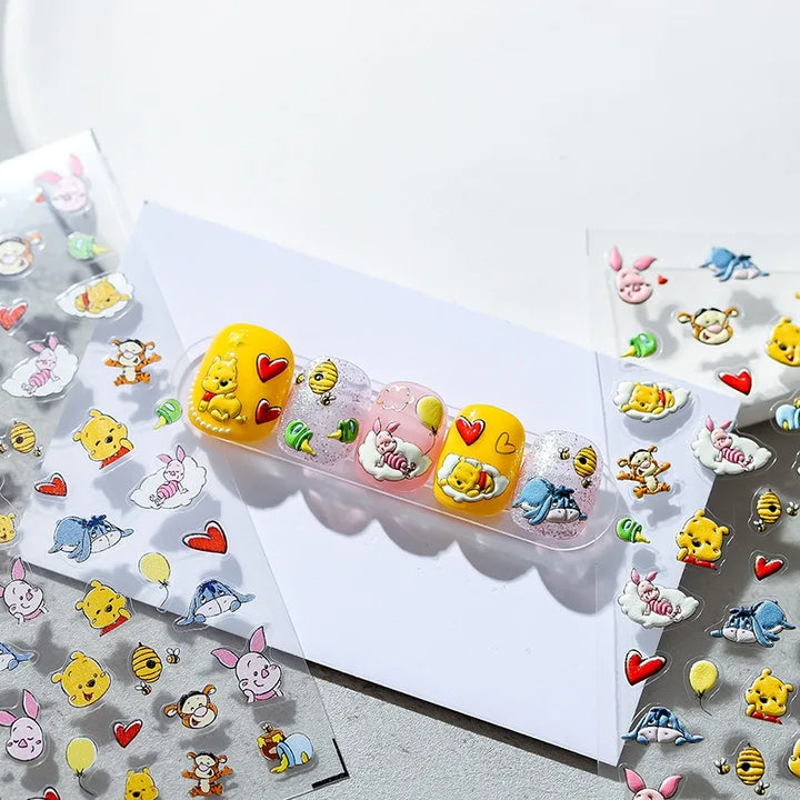 Disney Princess Cartoon 5D Nail Stickers Nail Art Decoration Frozen Snow White Nail Art Stickers Nail Supplies