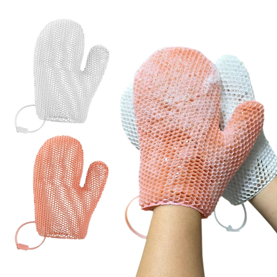 Set of 2 TPU Honeycomb Shower Gloves Skin-friendly, odourless, foamy and tear-resistant The first choice for family bathrooms.