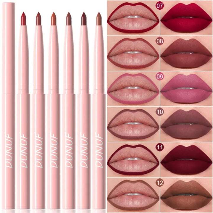 12color Velvet Matte Lip Liner for Easy Coloring Lip Makeup Nude Red Brown Tint Lipliner Soft Smooth Lasting Lipliner Crayon Set