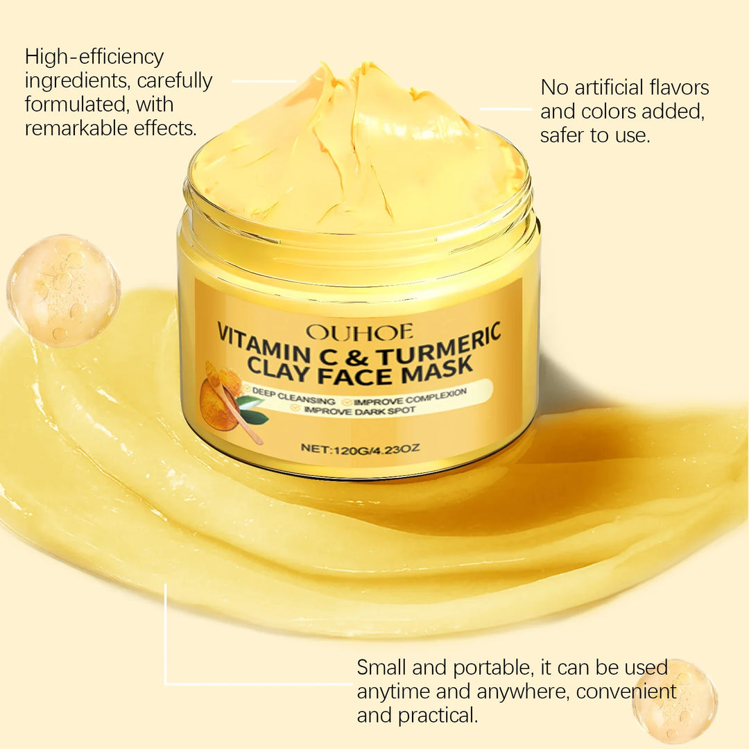 1/3/5PCS Turmeric VitaminC Clay Mask Deep Cleansing Facial Improves Dark Spots Hydrating Skin Care Tightens Skin Evens Skin Tone
