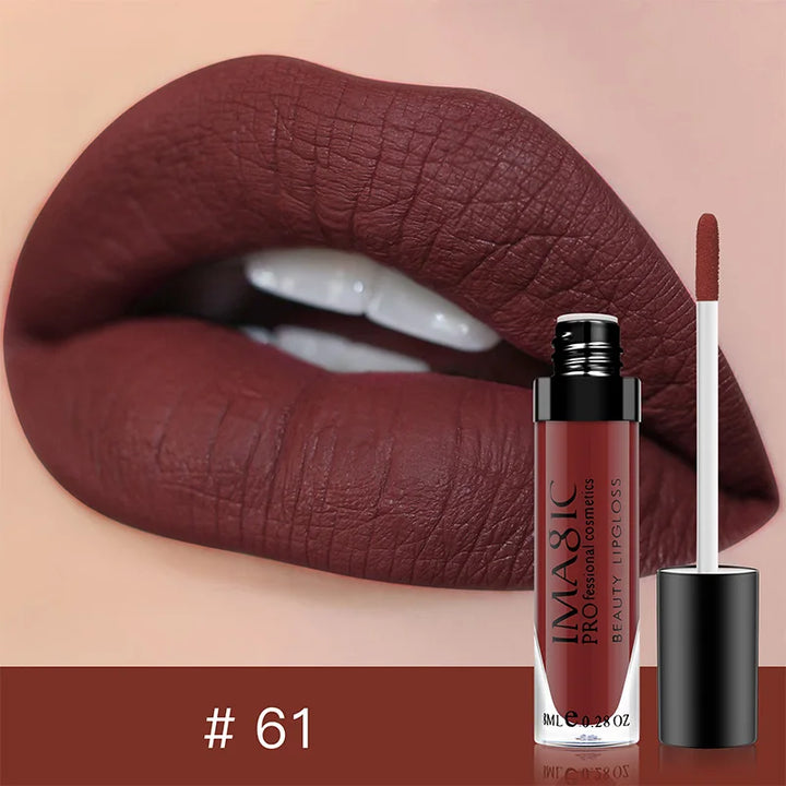 IMAGIC Lip Gloss Makeup Long Lasting Waterproof Lipstick Velvet Non-stick Cup 28 Colors Lip Tint Matte Sexy Red Liquid Lip Stick