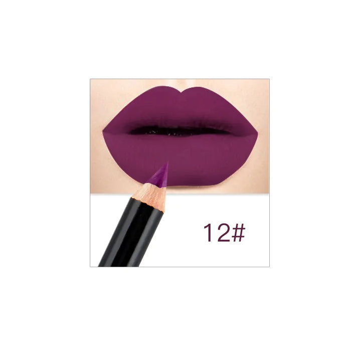 Professional 12 Color Wood Lip liner Waterproof Lady Charming Lip Liner Soft Pencil Makeup Women's Long Lasting Cosmetic Tool