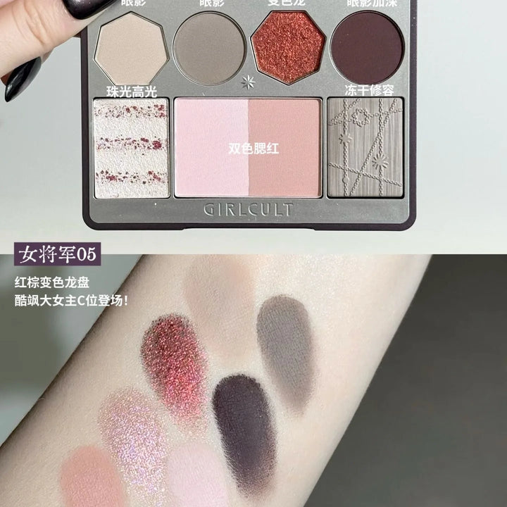 Makeup Girlcult All In One Multifunctional Face Palette Blush Highlighter Contour & Bronzer Powder & Cream for Flawless Glow