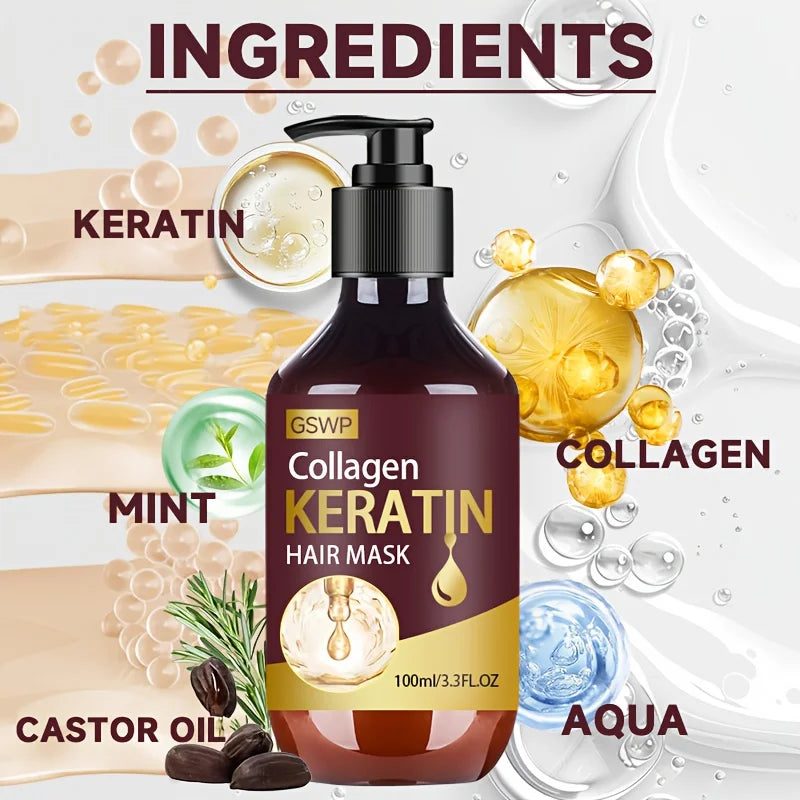 GSWP Collagen Keratin Hair Mask, Suitable for Dry Hair Moisturizing, Thermal Protection, 7in 1 Hair Mask, 100/200mL