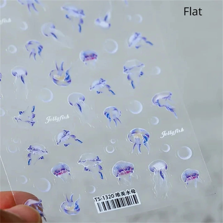 Summer Beach Ocean Shell Starfish Clams Conch Stars Sea Bubble Seasnail Soft Relief Decoration Nail Art Stickers Manicure Decals