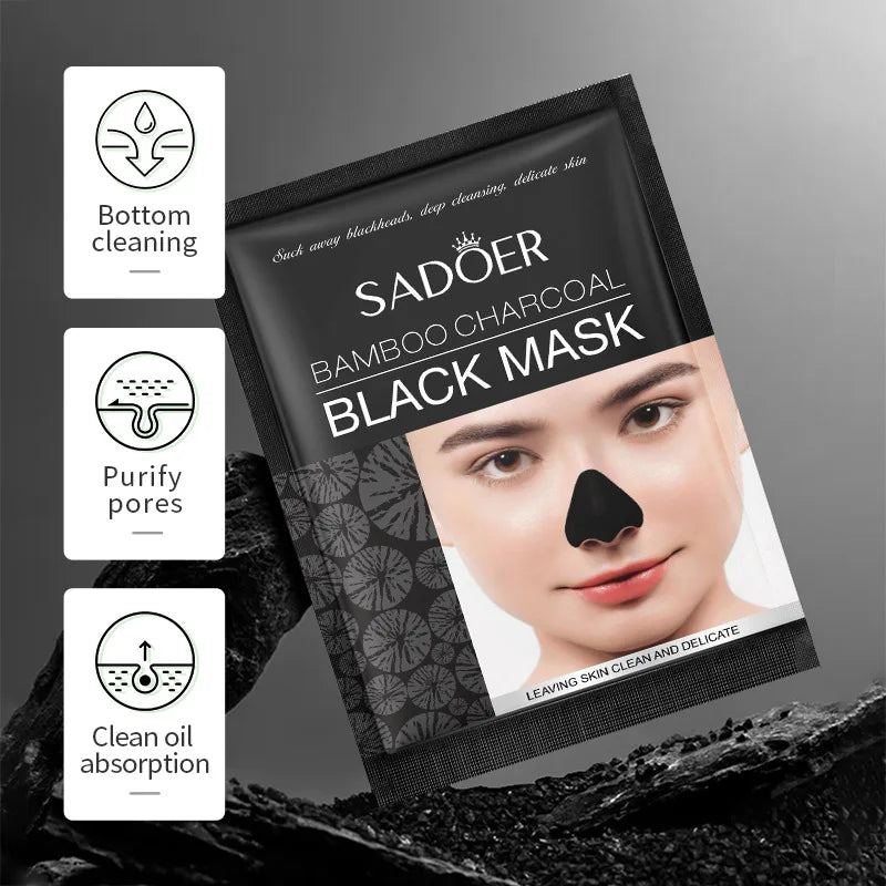 Bamboo Charcoal Blackhead Removing Peel-Off Mask, 10-Piece Travel Pack, Deeply Removes Dead Skin And Impurities.