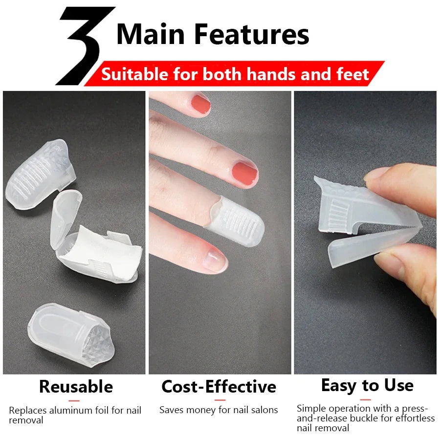 5Pcs Nail Art Soak off Cap Clips Gel Polish Acrylic Nails Remover Wraps Manicure Tool for Easy Removal And Professional Finish
