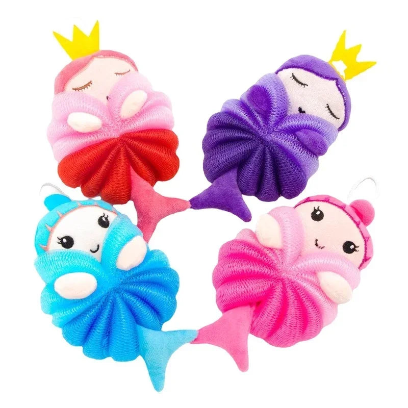 Kawaii Baby Body Bath Ball Mermaid Kids Body Brush Soft Skin-friendly Children Bath Flower Bathroom Accessories