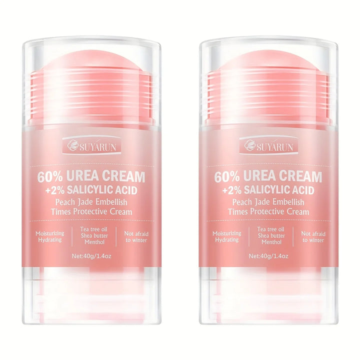 SUYARUN 60% Urea Cream & Peach Scented Foot Balm Stick Combo – Intensive Cracked Heel Repair, Deep Moisturizing and Hydration.