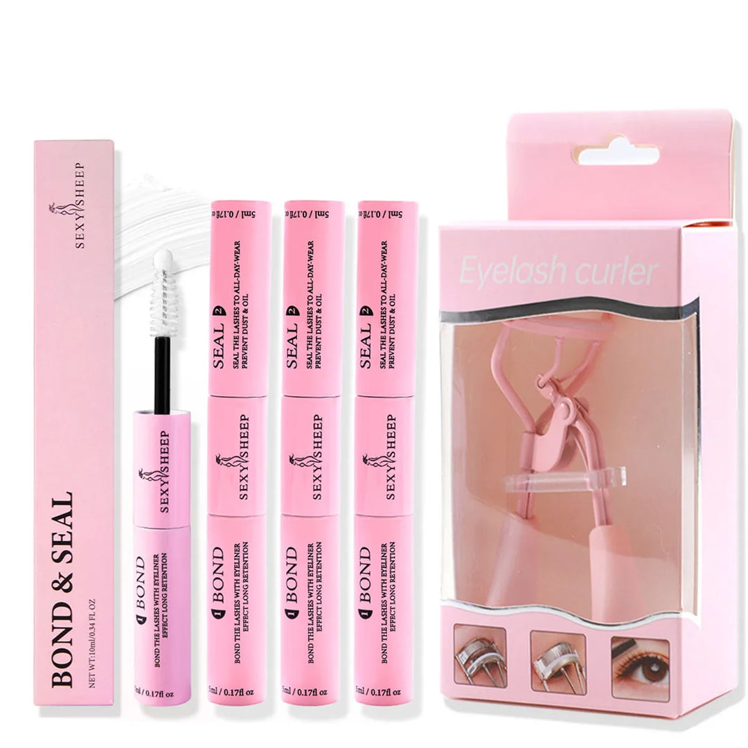 Eyelash Glue and Seal for Eyelash Clusters Strong Fixed  Eyelash Glue Lasting 48H 2 in 1(5ml Black Glue + 5ml Clear Seal)