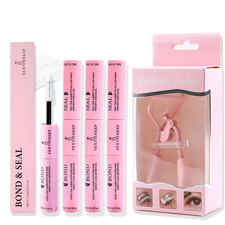 Eyelash Glue and Seal for Eyelash Clusters Strong Fixed  Eyelash Glue Lasting 48H 2 in 1(5ml Black Glue + 5ml Clear Seal)