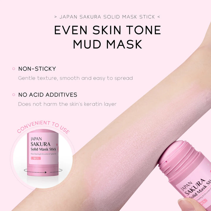 LAIKOU Sakura Solid Facial Masks Stick Clay Face Mask Moisturizing Whitenting Oil Control Removal Blackhead Face Mask
