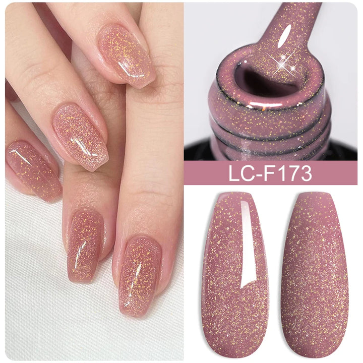 LILYCUTE 7ML Pink Glitter Nail Gel Polish Nude Natural Long Lasting Manicure Soak Off UV LED Nail Art Base Top Coat Gel Varnish