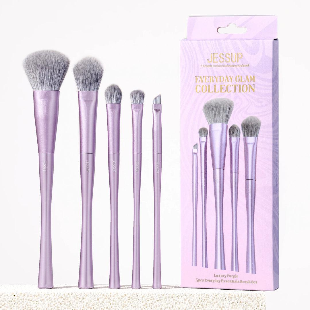 Jessup Makeup Brushes Set Professional 3/5/6/14pcs Vegan MakeUp Brush,Foundation Eyeshadow Contour Powder,Luxury Purple T512