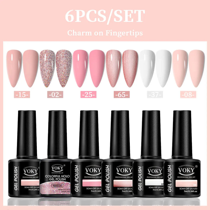 VOKY 6-Piece Set of Nail Gel, Seasonal Fashionable Nail Gel, The Perfect Gift for Ladies to Give During Festivals