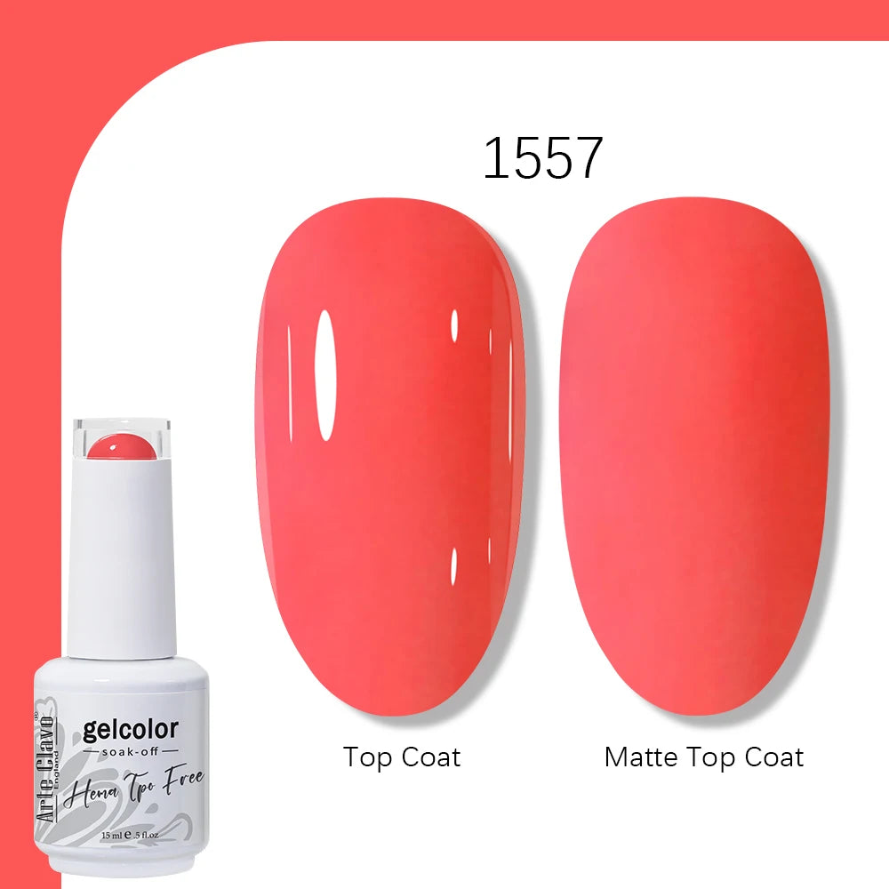 Arte Clavo Solid Color Gel Nail Polish 15ml Soak Off UV LED Gel Semi-Permanent Glitter Polish For Manicure Nail Art Salon Gel