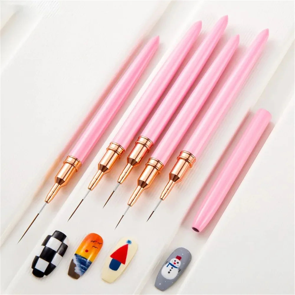 LINMANDA Nail Art Liner Brushes Long Lines Liner Brush UV Gel Polish Painting Nail Design Brush Metal Handle Nail Drawing Pens