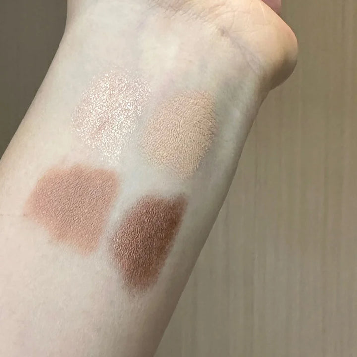 Herorange 4-Color Eyeshadow Stick, Nude Tones, Fine Shimmer, One-Swipe Aegyosal Highlighter, Easy Lazy Makeup