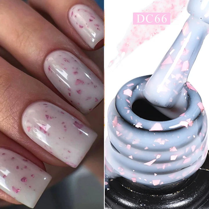 Mtssii 7ml Gold Glitter Rubber Base Gel Polish Gold Pink Milky White Semi Permanent UV LED Nail Art Gel Varnish