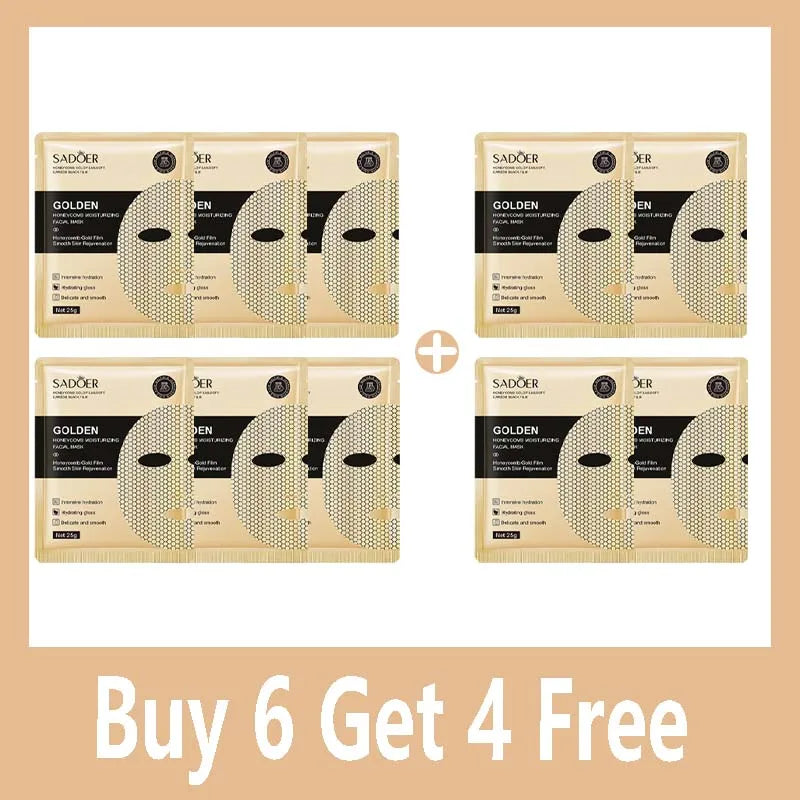 20pcs SADOER 24K Gold Moisturizing Facial Masks skincare Firming Nourishing Smooth Skin Rejuvenation Face Mask Sheets Mask