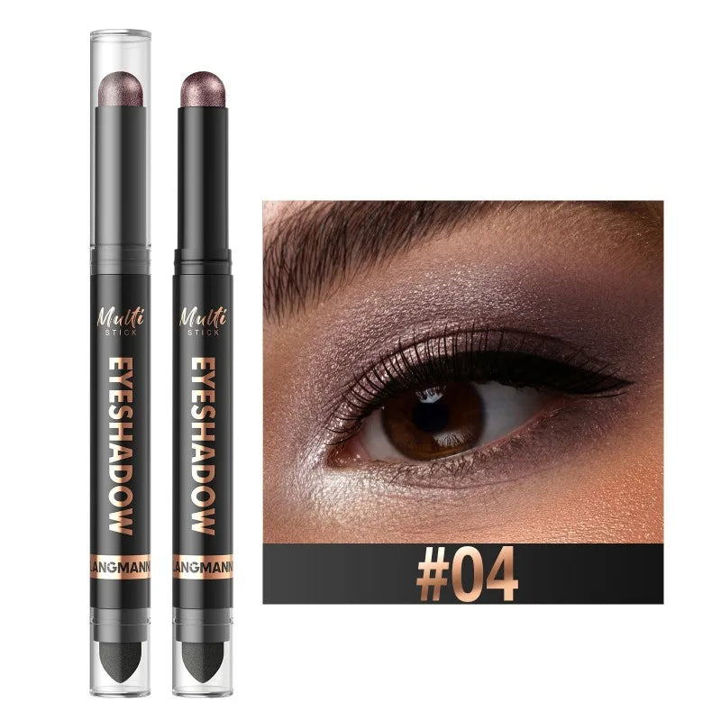 16 Colors Double Head Eyeshadow Stick Pearlescent Shimmer Brown High Waterproof Cream Eyes Shadow Pencil Long-Lasting Eye Makeup