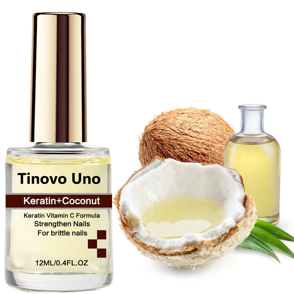 Tinovo Uno Keratin Coconut Nail Strengthening Oil Nail Art Treatment Care Nail Growth Cuticle Oil 12ML Vitamin C Enriched Polish