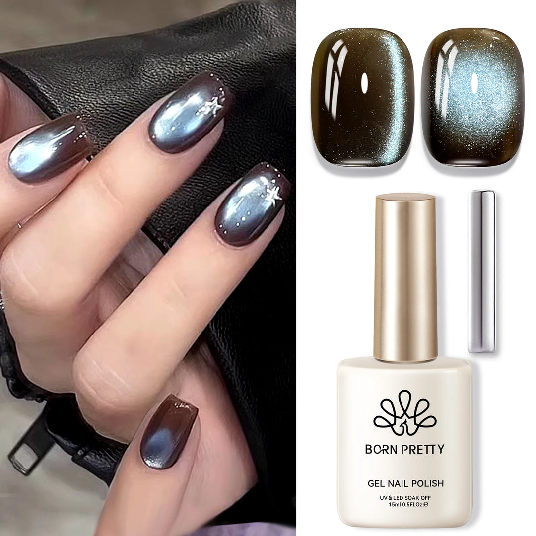 BORN PRETTY 10ml/15ml Guava Green Cat Magnetic Gel Shine  Glitter Semi Permanent Soak Off UV Varnish Nail Supplies