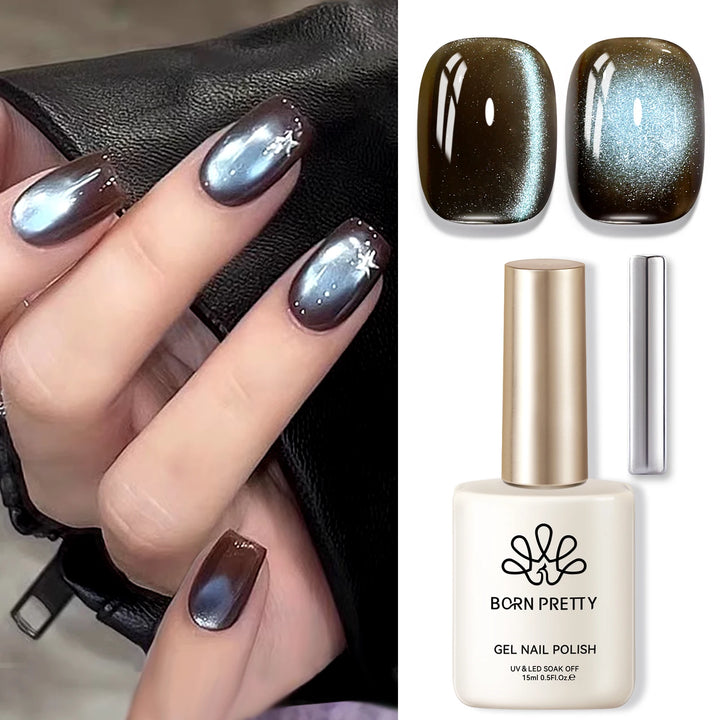 BORN PRETTY 10ml/15ml Guava Green Cat Magnetic Gel Shine  Glitter Semi Permanent Soak Off UV Varnish Nail Supplies