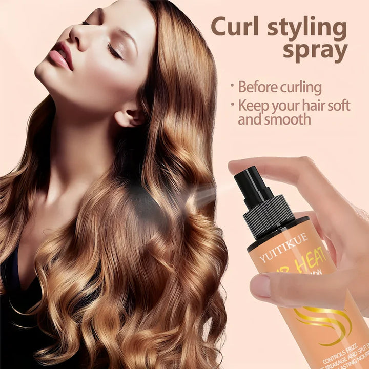 Silky Hair Spray Silk Care Heat Protection Spray, a heat styling product that can polish, smooth, and manage curly hair.