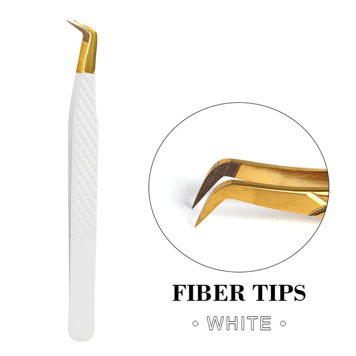 Fiber Eyelash Extension Tweezer Volume Precise Diamond Grip Fiber Tip Stainless Steel High Quality Eyebrow Makeup