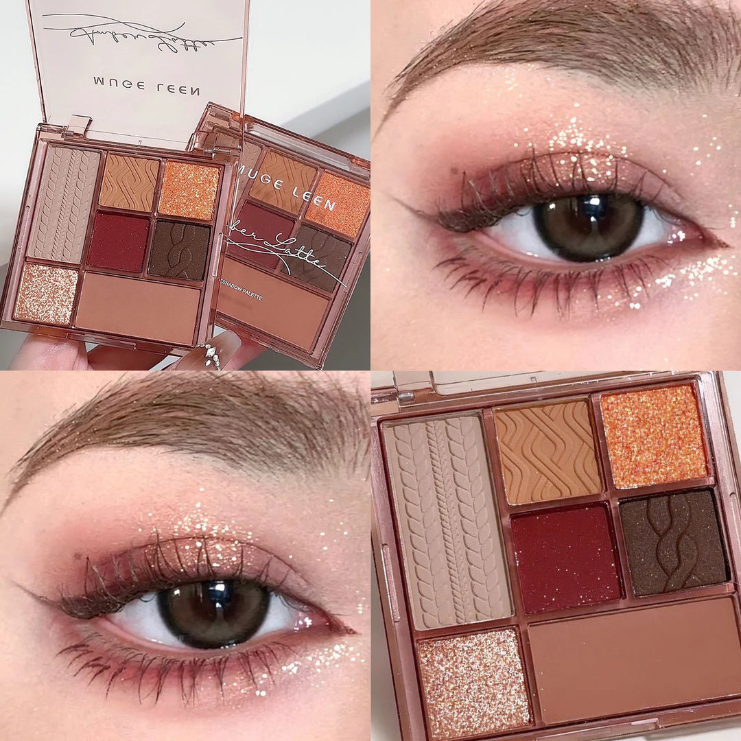 7 Colors Rose Red Brown Eye Shadow Palette Matte Glitter Pearly Eyeshadow Palette Lasting Charming Eye Makeup Palette Cosmetics