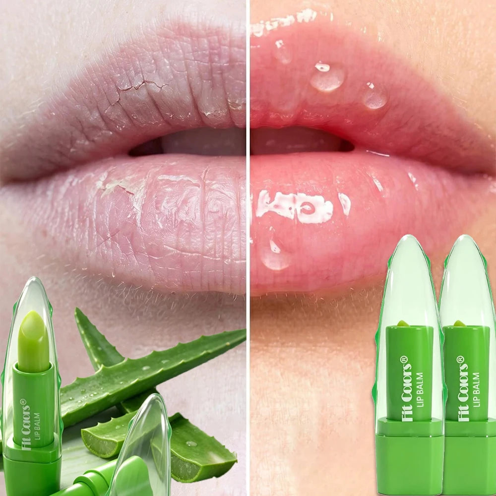 Aloe Vera Gel Lipstick Warming-Changing Waterproof Jelly Lip Balm Moisturizing Nourishing Lipstick Hydration Lips Care Cosmetics