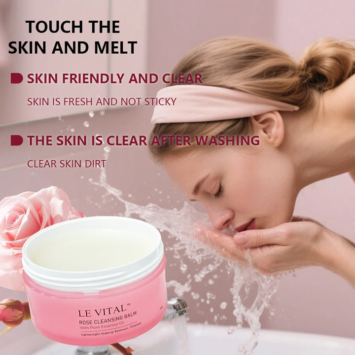 Makeup Remover Cream Citrus And Rose Essence Deep Cleaning Hydrating Makeup Remover Coconut Oil Infused Facial Cleanser 3.17oz